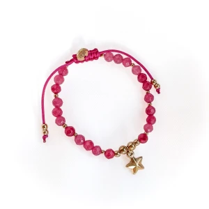 Różowa Bransoletka dla dziewczynki z kamieniami /Agat Pink Kids/