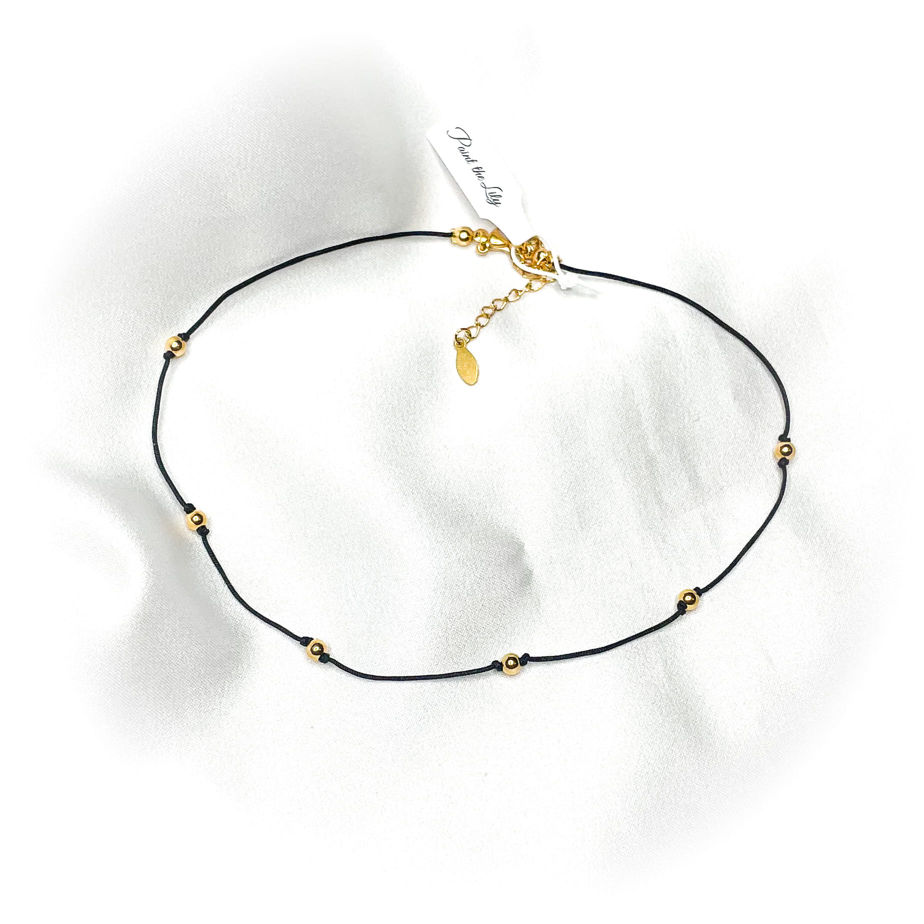 Naszyjnik Choker czarny ze złotymi kuleczkami / mBeads / G