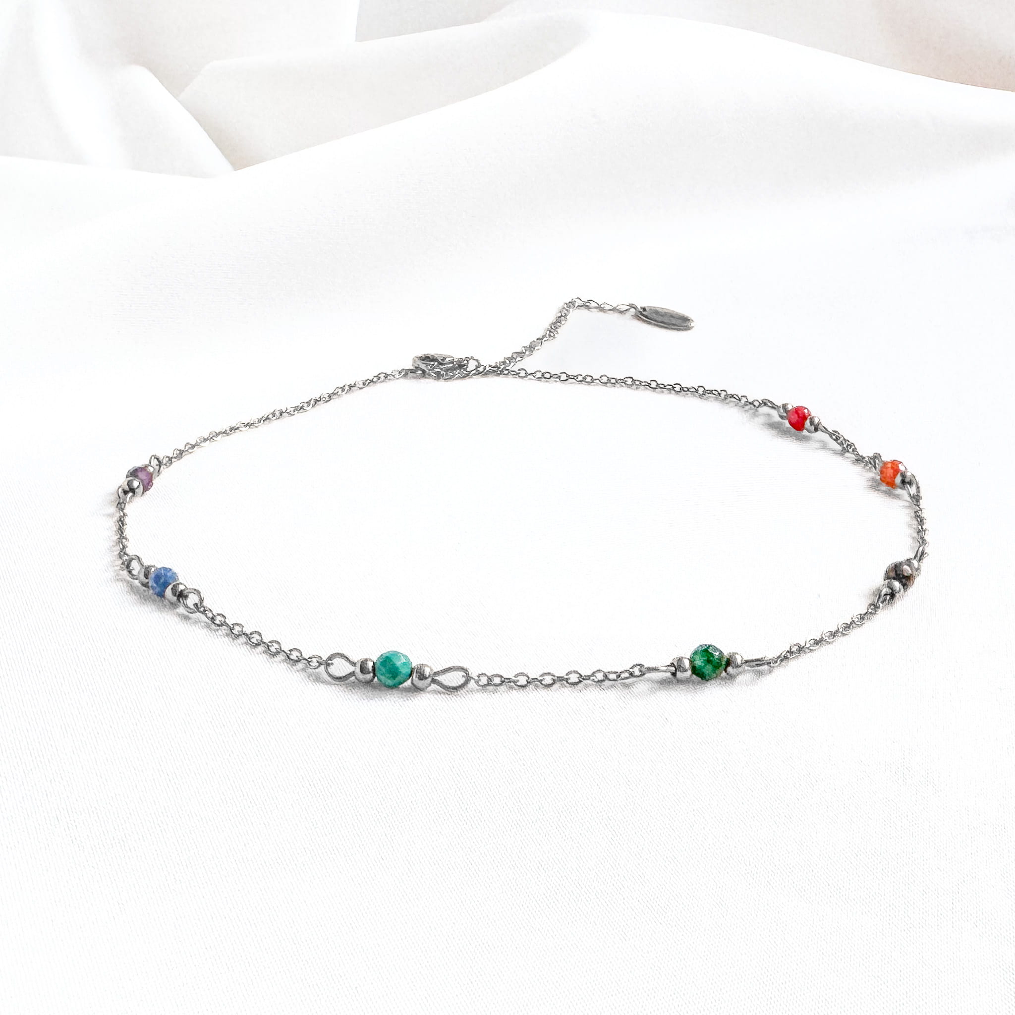Naszyjnik kolorowy choker z kamieni naturalnych 7 Czakr /Precious Czakry Silv/
